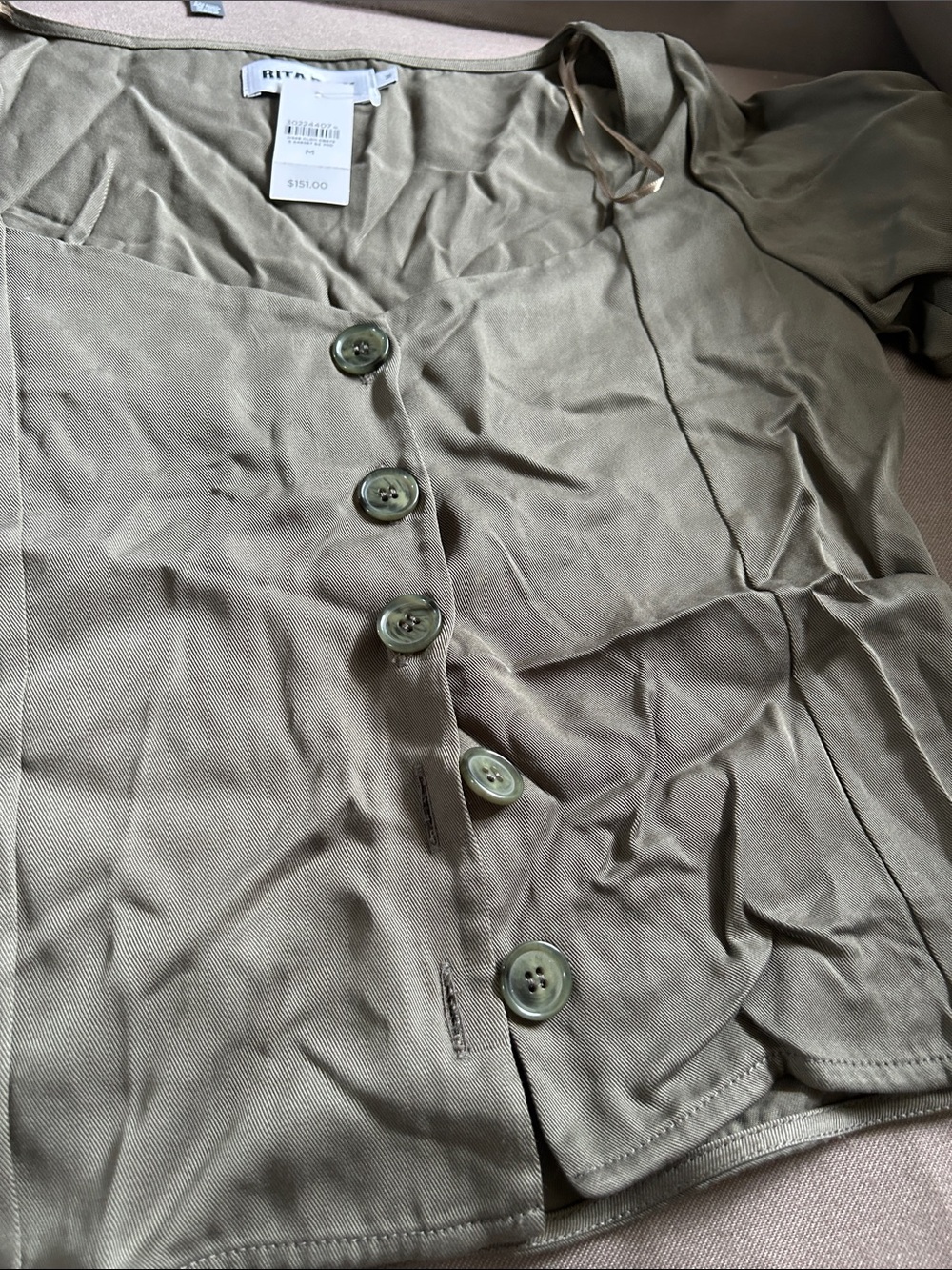 Rita Row Olive Green Button-Front Blazer